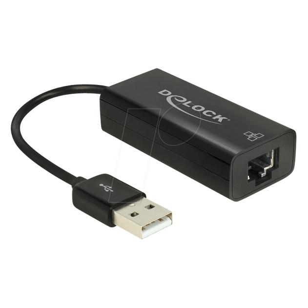 Delock Adapter USB 2.0 > LAN 10/100 Mb/s (USB 2.0, RJ45 (1x)) (62595)