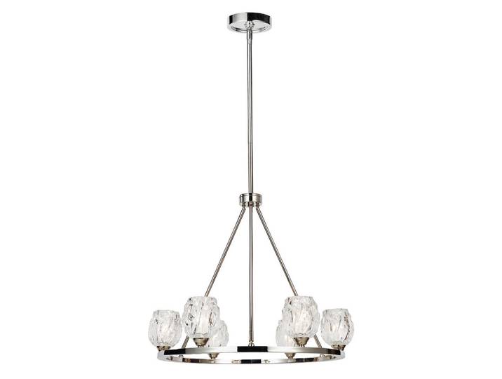 Elstead Lighting Kronleuchter Rubin, Nickelfarben, Metall, Glas, 65 cm, RoHS, Lampen & Leuchten, Innenbeleuchtung, Hängeleuchten, Kronleuchter