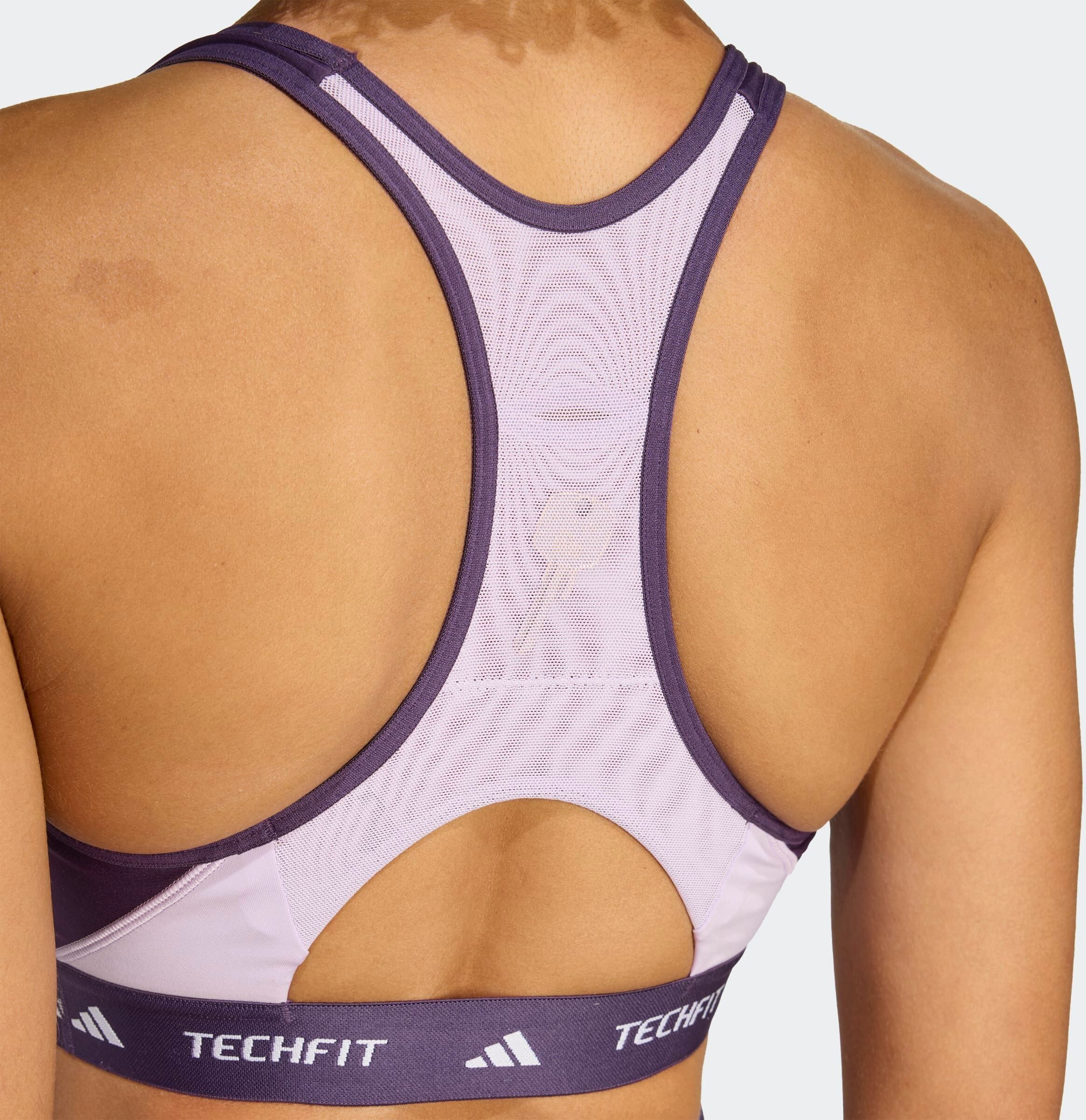 Sport-BH ADIDAS PERFORMANCE "TECHFIT MEDIUM SUPPORT COLORBLOCK", Damen, Gr. XL, Cup A/B, lila (aurora plum, powder plum), Obermaterial: 73% Polyester, 27% Elasthan, BHs Sport-BH aurora plum, powder plum XL, Cup A/B