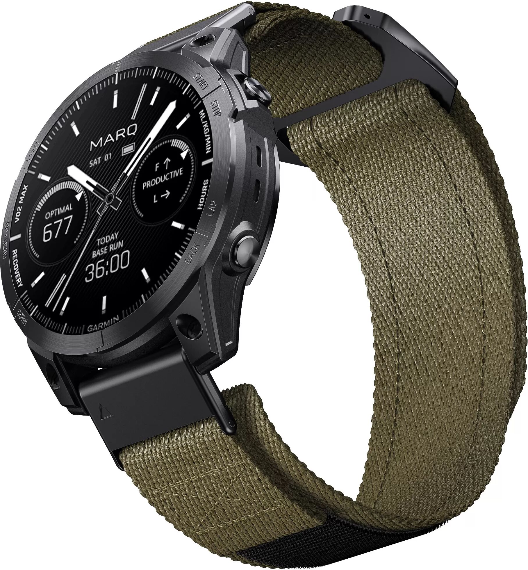 INF 26mm Schnellverschluss-Armband aus gewebtem Nylon für Garmin Uhren Grün