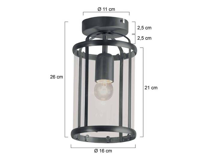 Steinhauer Deckenlampe Pimpernel, dimmbar, schwarz, für Wohn- / Esszimmer, Metall, Antik, Deckenlampe