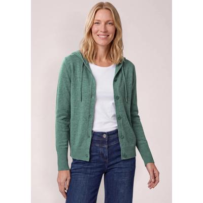 Cardigan CECIL, Damen, Gr. 3XL (48), grün (jewel grün melange), Strickjacken, mit Kapuze mit Tunnelzugband