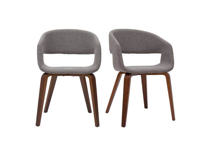 Chaises design en tissu gris et pieds en bois foncé noyer (lot de 2) SLAM