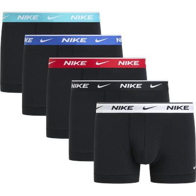 Trunk NIKE UNDERWEAR "TRUNK 5PK", Herren, Gr. XXL, 5 Stk., Jersey, night, Jersey, Obermaterial: 95% Baumwolle, 5% Elasthan, körpernah, Unterhosen, mit Logo-Elastikbund