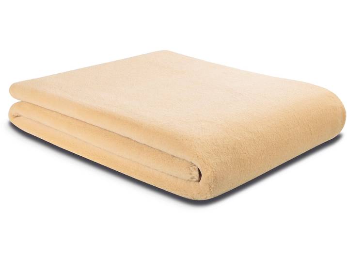 Wohndecke BIEDERLACK Wool Feel im Pelz-Look , braun (camel), B:150cm L:200cm, Polyester, Wohndecken, Wohndecke, mit gektteltem Zierstich