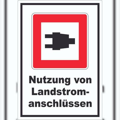 HB-Druck Nutzung von Landstromanschlüssen Aufkleber A8 (52x74mm)