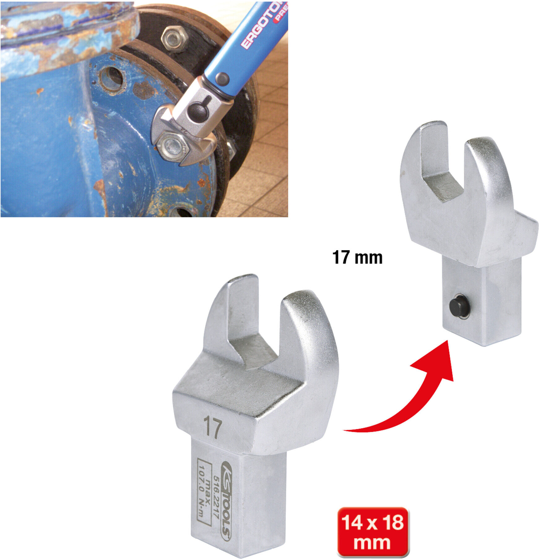 KS Tools 14x18mm Einsteck-Maulschlüssel, 17mm (516.2217)