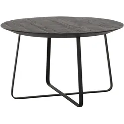 Couchtisch Neptunes aus Teakholz, modern und industriell, rund, schwarz, Ø 60 cm