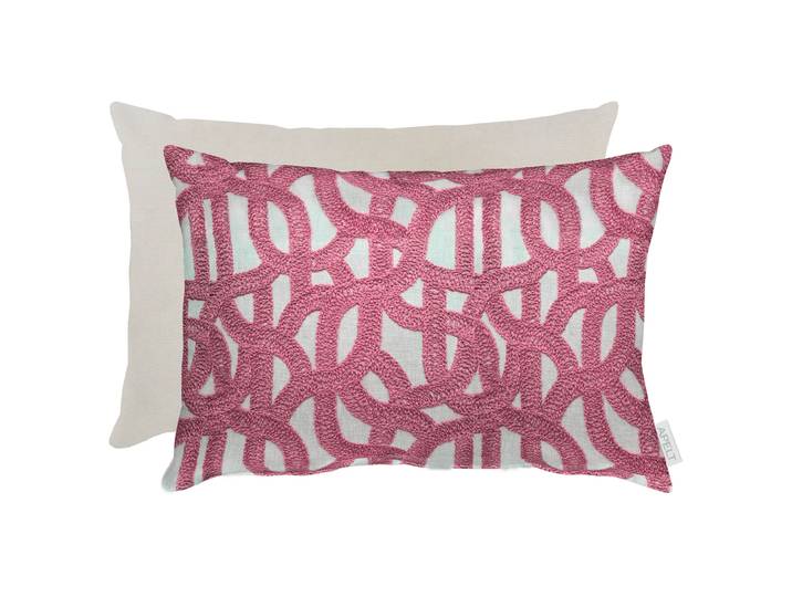 Coussin Rafia Rose foncé/Rose foncé 35 x 50cm Tissu mélangé