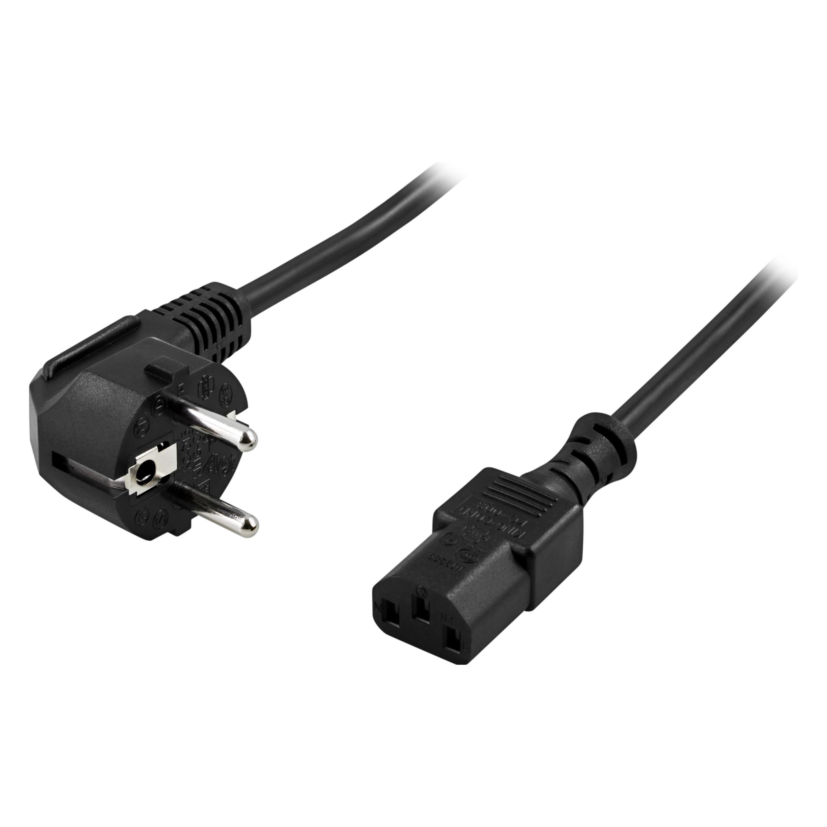 Deltaco apparatkabel PC & väggut vinklad CEE 7/7 - rak IEC C13 0.5 (0.50 m) (DEL-109-50)