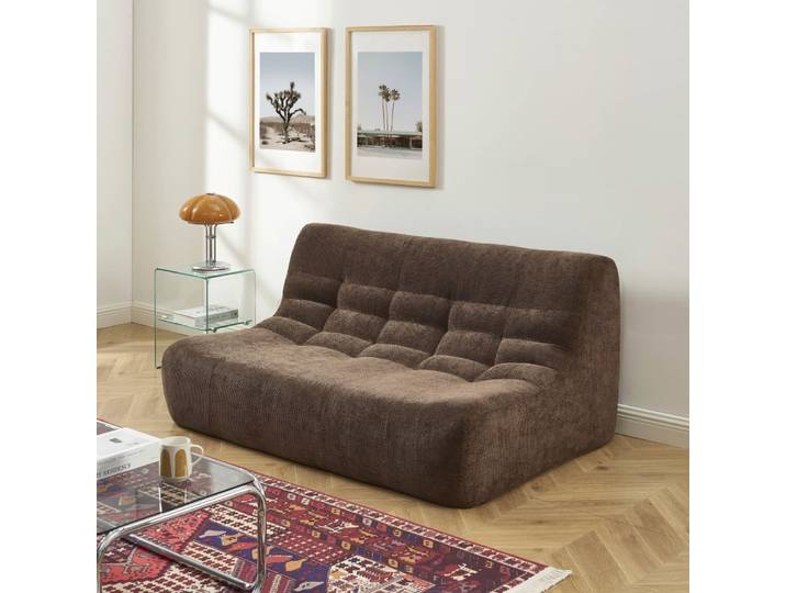 Banquette modulable 2 places tissu chenille marron