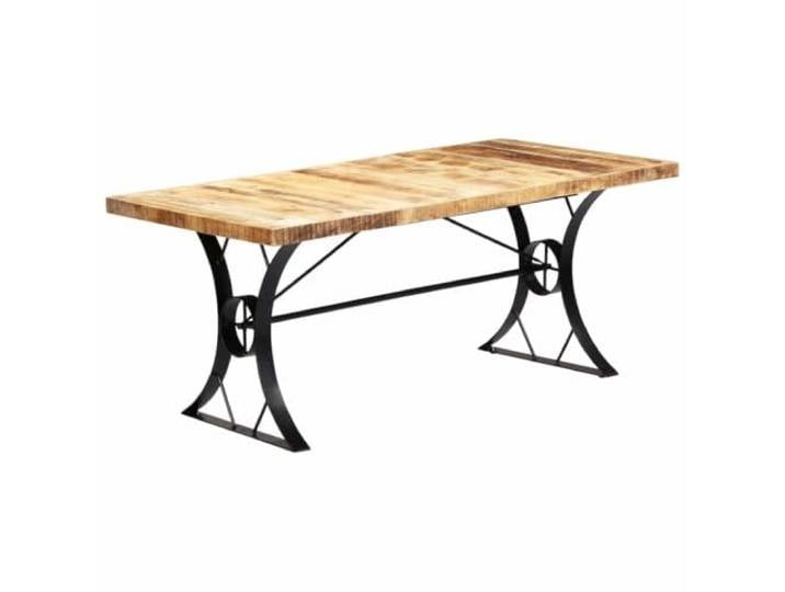 GHVBNMF Esstisch 180x90 cm Massivholz Mango Küchentisch Industrial Retro Handgefertigter Holztisch aus klarlackiertem Mangoholz mit Stahlgestell für Esszimmer und offene Wohnküche.