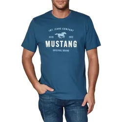 Mustang Herren T-Shirt Mustang Mehrfarbig Rundhals Regular Fit S bis 6XL - Mineral Blue (1017884-6236) - 4XL