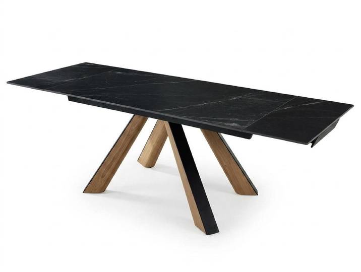 JVmoebel Esstisch Esstisch Schwarz Holzoptik Metall Innenausstattung Moderner Stil, Made in Europa