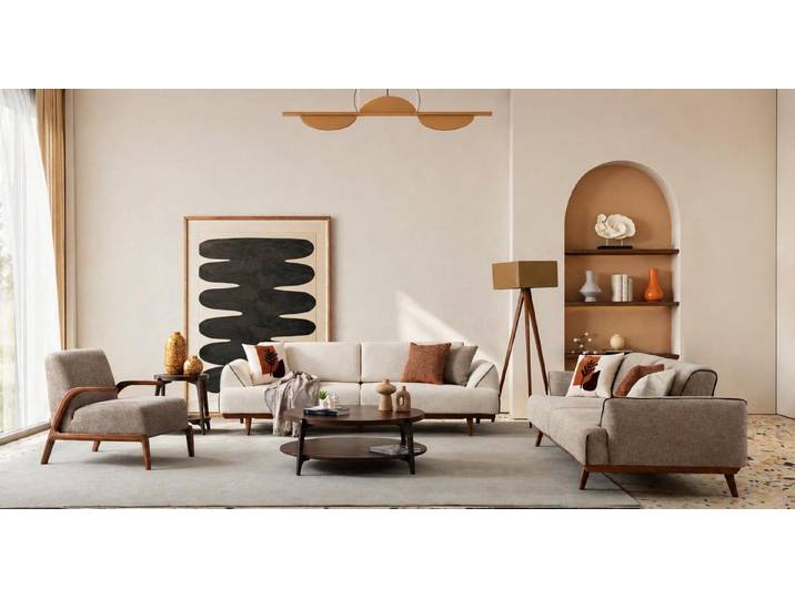 Xlmoebel Polstergarnitur Elegantes 3-teiliges Sofa-Set in Braun: 2x 3-Sitzer und Sessel, (Sofa-Set, 3-tlg., 3-teiliges Sofa-Set), Made in Europa