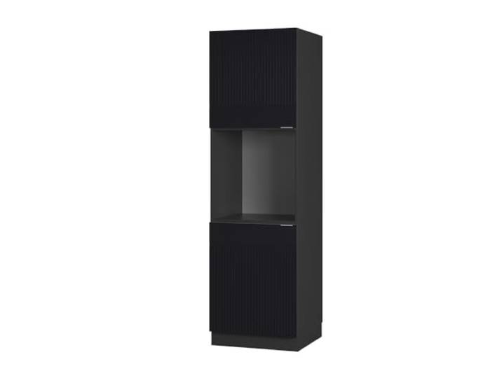 Vicco Herdumbauschrank Fame-Line, Schwarz gestreift, 60 cm MDF-Front · Soft-Close · Höhenverst. Füße · Metallgriffe · Einfache Integration