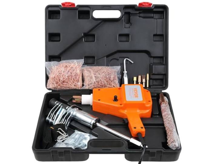 VEVOR Tire Clou Carrosserie 800 VA Kit Débosselage Carrosserie 5500 Soudeur de Goujons par Points 32x24 cm Machine de Réparation de Bosses de Carrosserie Accessoires Nombreux pour Voitures Camions