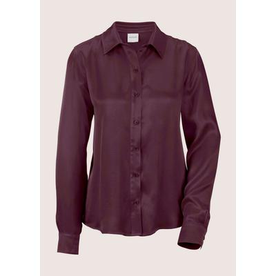 Hemdbluse MADELEINE "Hemdbluse Elegante Viskosebluse für Damen", Damen, Gr. 48, lila (bordeaux), Modern, V-Ausschnitt, Blusen Hemdbluse