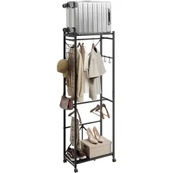 KLEIDERSTÄNDER Schmal mit Rollen, Klappbar Schwarz 60,5x32,5x175cm