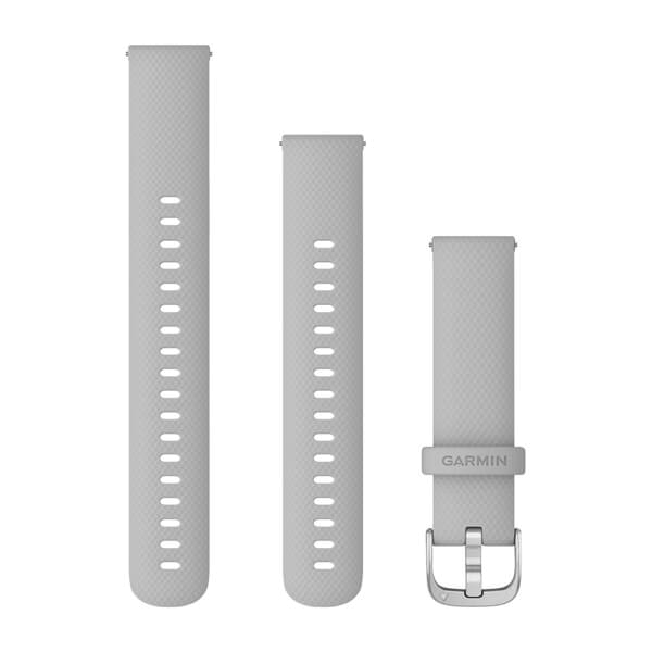Garmin Schnellwechsel-Armbänder (18 mm) Silikon Hellgrau Edelstahl-Teile in Silber