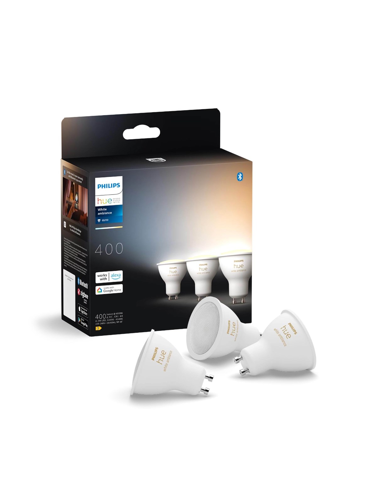 Philips Hue White Ambiance GU10 Spotlight - 3-Pack