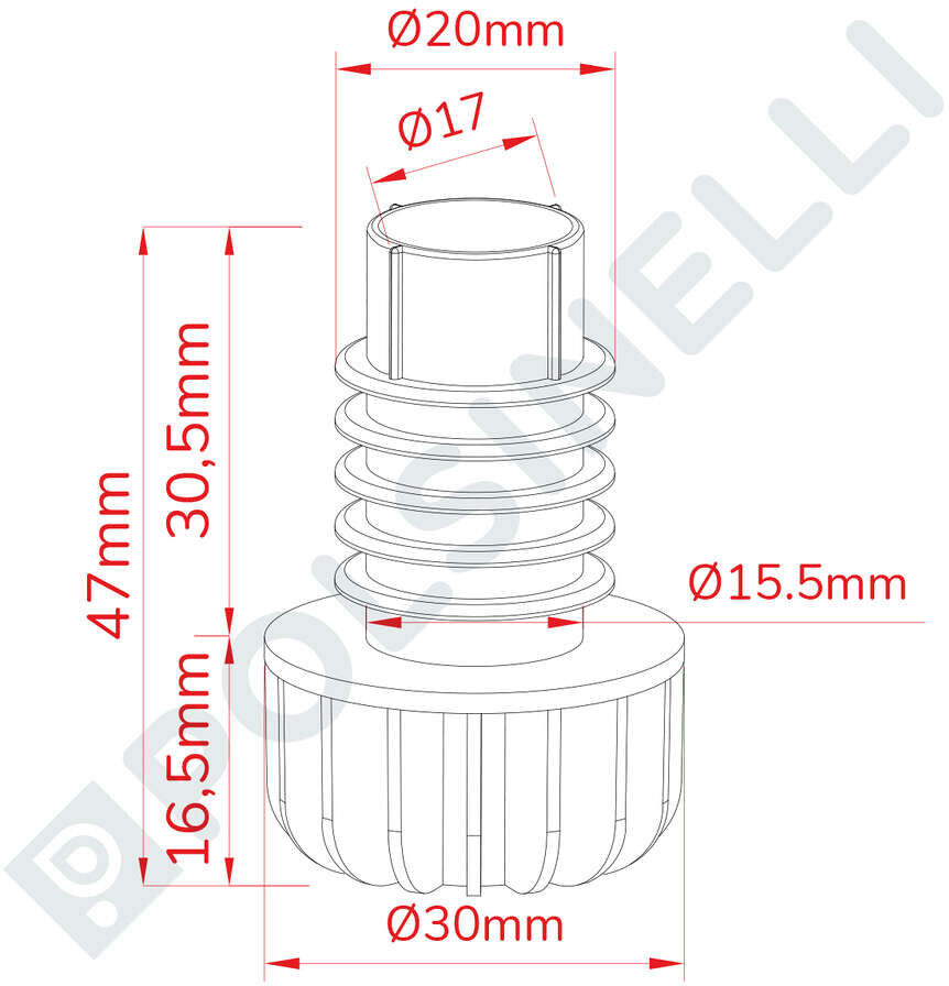 Polsinelli Bouchon champignon fileté (100 pcs)