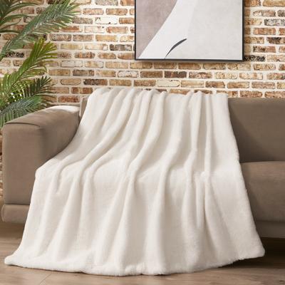 "Lucky Brand Solid Synthetic Fur Rabbit 50"" x 70"" Throw Blanket"