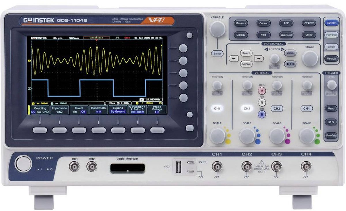 GW Instek GDS-1102B Digitale oscilloscoop 100 MHz 1 GSa/s 10 Mpts 8 Bit