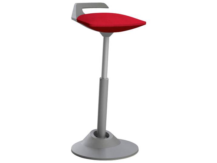 Aeris Bürohocker, Grau, Rot, Metall, Textil, Uni, Säule, rund, 38x51-84x38 cm, Made in Germany, Büromöbel, Bürostühle, Bürohocker