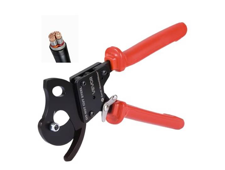 VEVOR Coupe Câble à Cliquet\, Pince Coupe Câbles avec Lames en Acier à Ressort et Poignées Revêtues de PVC\, pour Fils Cuivre-Aluminium jusqu'à 300 mm² 600 MCM\, avec Bouton à Dégagement Rapide