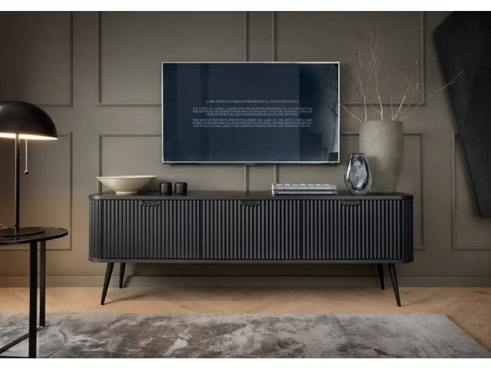 Designer TV Lowboard Zelo - Schwarz - Gold - Luxusbetten24