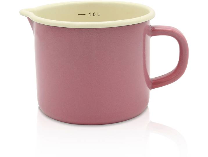 Milchtopf KRÜGER, rosa, H:11cm Ø:12cm, Töpfe, Milchtopf, Literskala, 1 Liter, für Induktions-Kochfelder geeignet