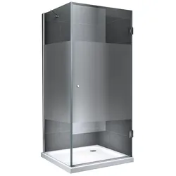 Fischer und Adamek Glasdusche Eger Größe: 100 x 100 x 190 cm Form: Teilsatiniert ohne Duschtasse und Ablauf