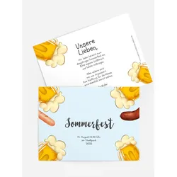 Einladung zum Sommerfest selbst gestalten mit Spruch und Fotos im Onlinedesigner bei Meine-Kartenmanufaktur.de