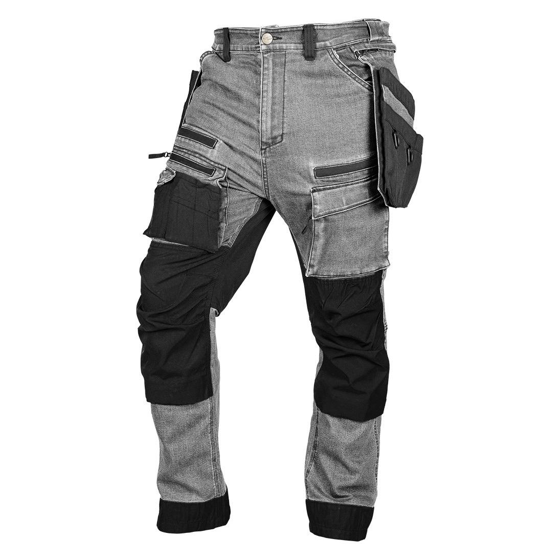 Topex Spodnie robocze DENIM wzmocnienia Cordura odpinane kieszenie kaburowe szare rozmiar XXL (XXL) (81-361-2-XXL)