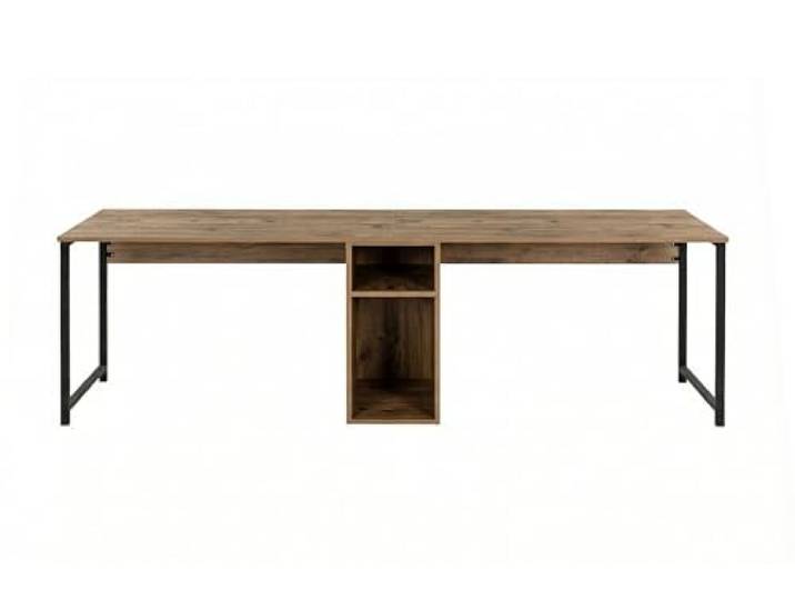 Zeitgemäßer und praktischer Schreibtisch, Atlantic Pine, Schwarz, 240 x 74 x 60 100% melaminbeschichtete Spanplatte perfekt für modernes Homeoffice & Arbeitszimmer, elegantes & funktionales Design