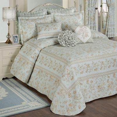Touch of Class Floral Cottage Grande Bedspread Set Pale Blue, King, Pale Blue