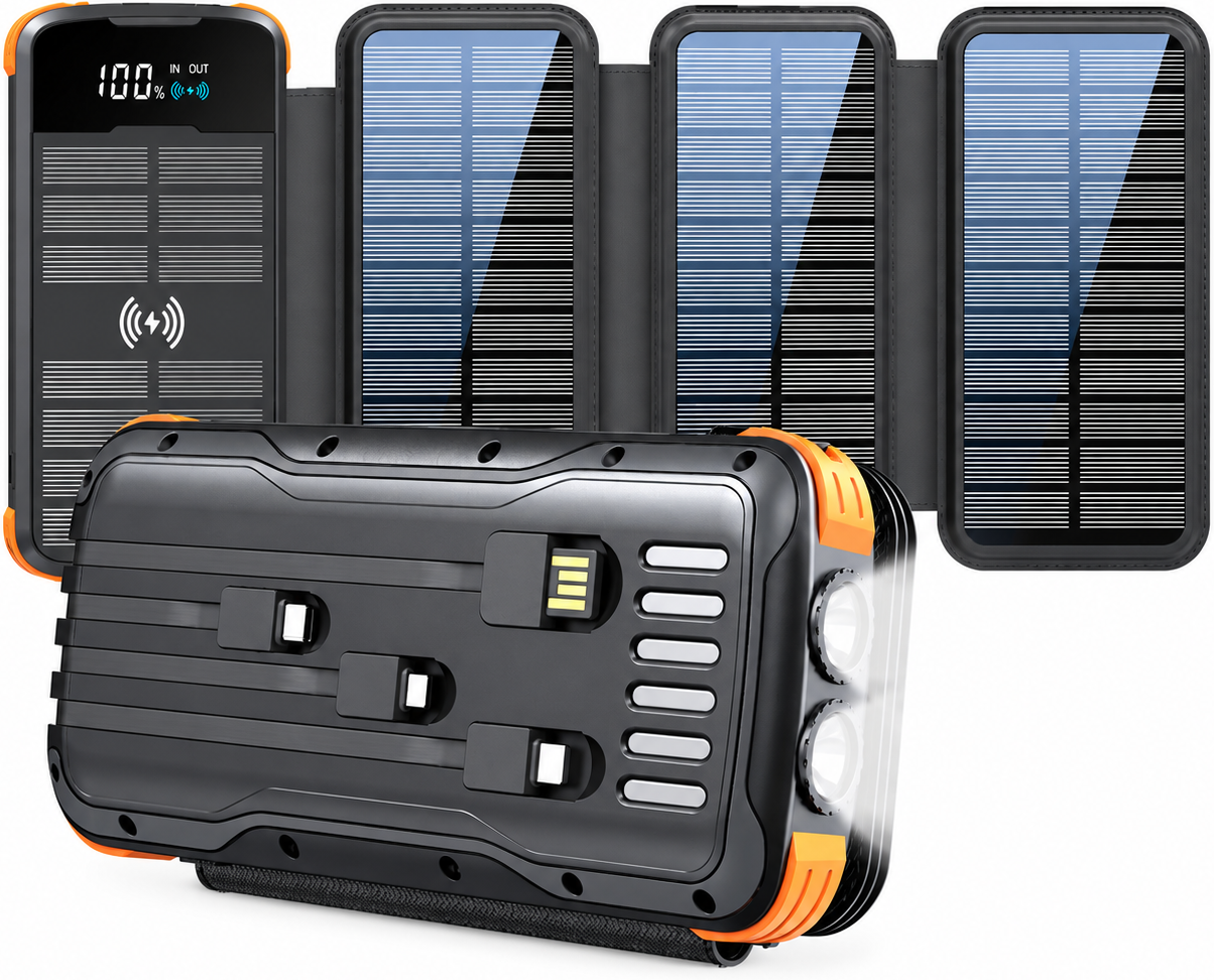 Siltcon® Solar-Powerbank 30000mAh – 22,5W – 4 Paneele