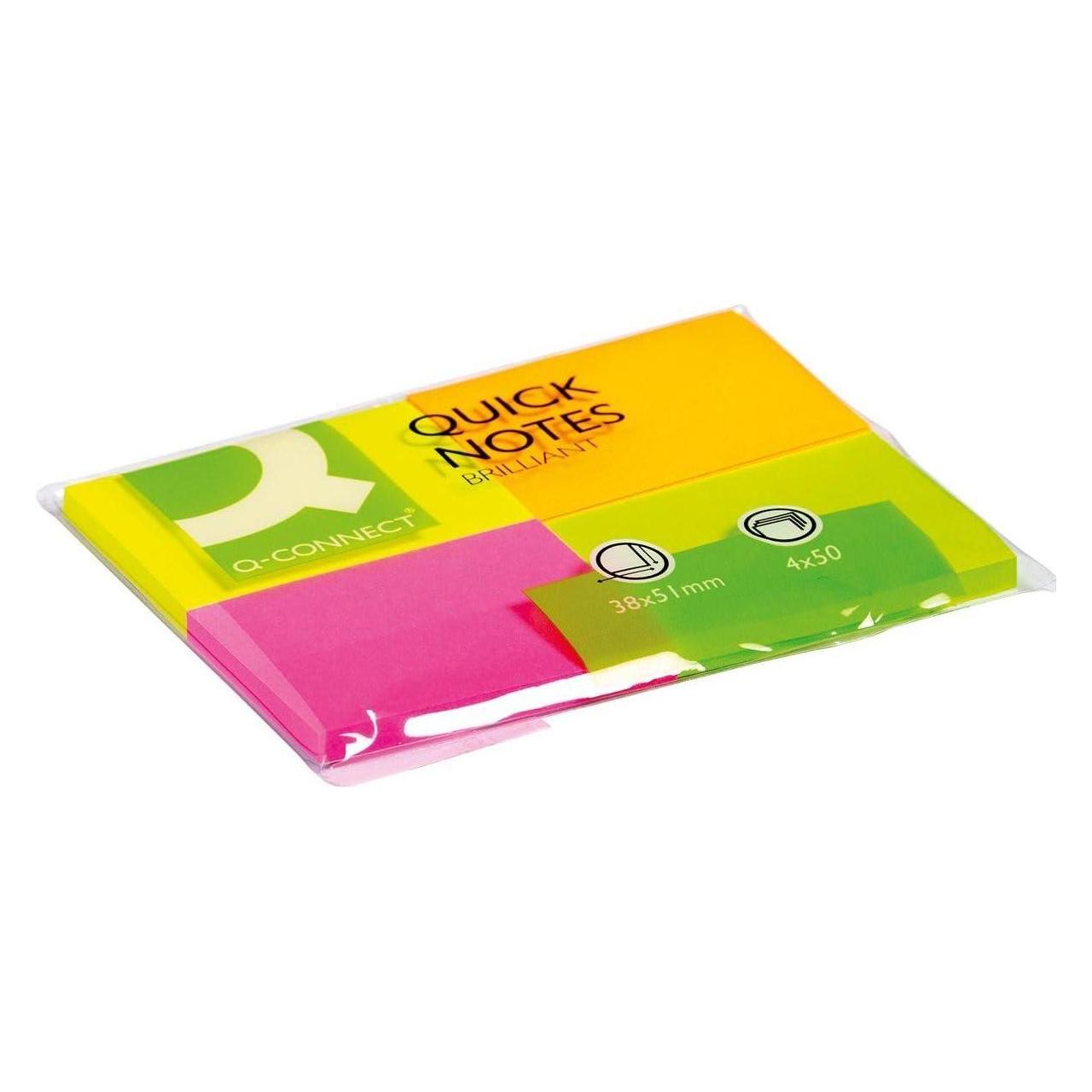 Q-Connect Haftnotiz Quick Notes, 50x40, mehrfarbig, 4x50Bl (50 x 40 mm) (KF10510)