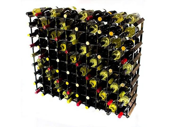 Cranville Wine Racks Klassische 90 Flasche Eiche dunkel gebeiztem Holz und verzinktem Metall Weinregal fertig montiert