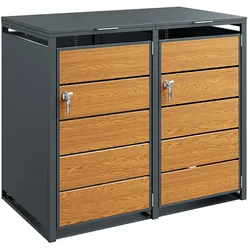 SoBuy Mülltonnenbox, Abfallbehältergehäuse, Außenmüllschrank mit Rädern Dunkelgrau 134x80x116cm
