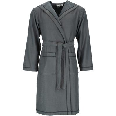 Unisex-Bademantel ESPRIT "Modern Life, ideal für Sauna & Spa, Hotelbademantel, Morgenmantel" Gr. XS, grau (anthrazit), L:109cm, Wirkfrottier, Hausmäntel, Bunte Ziernähte