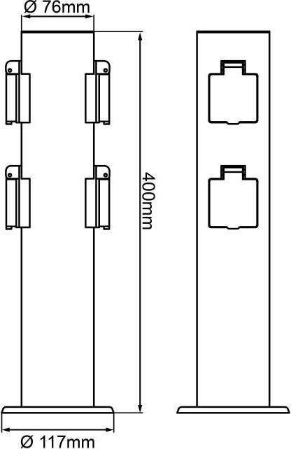 Brilliant Dody Tuinverlichting met 4 stopcontacten, E27 LED, IP44, zwart, H40 x L11 cm