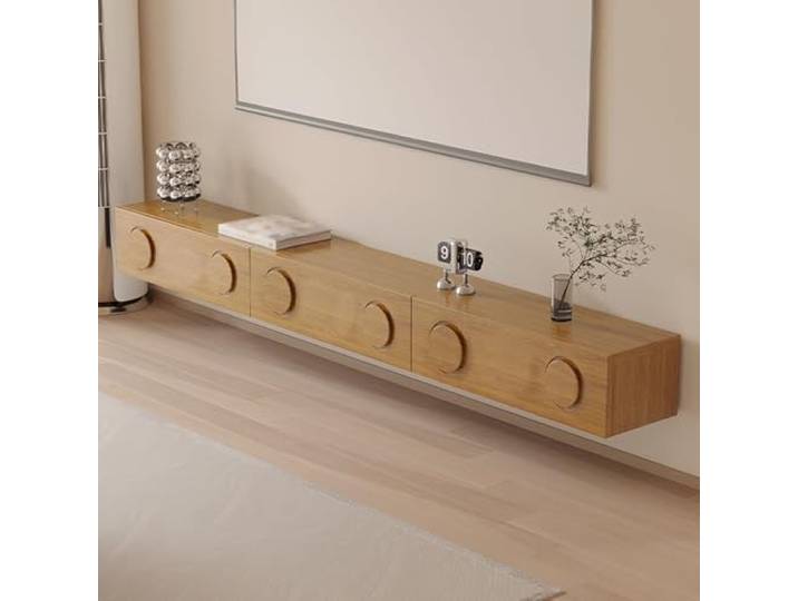 Schwimmender TV-Ständer, schwebende Medienkonsole, wandmontierter Fernseher Regal mit Schubladen for Zuhause, Wohnzimmer, Büro lowboard
