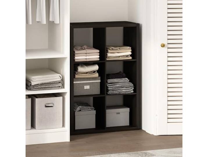 Furinno Cubic Offenes Rückwand-Multifunktionsregal für Kleidung & Schrankaufbewahrung, 6-Fächer, Dunkle Eiche