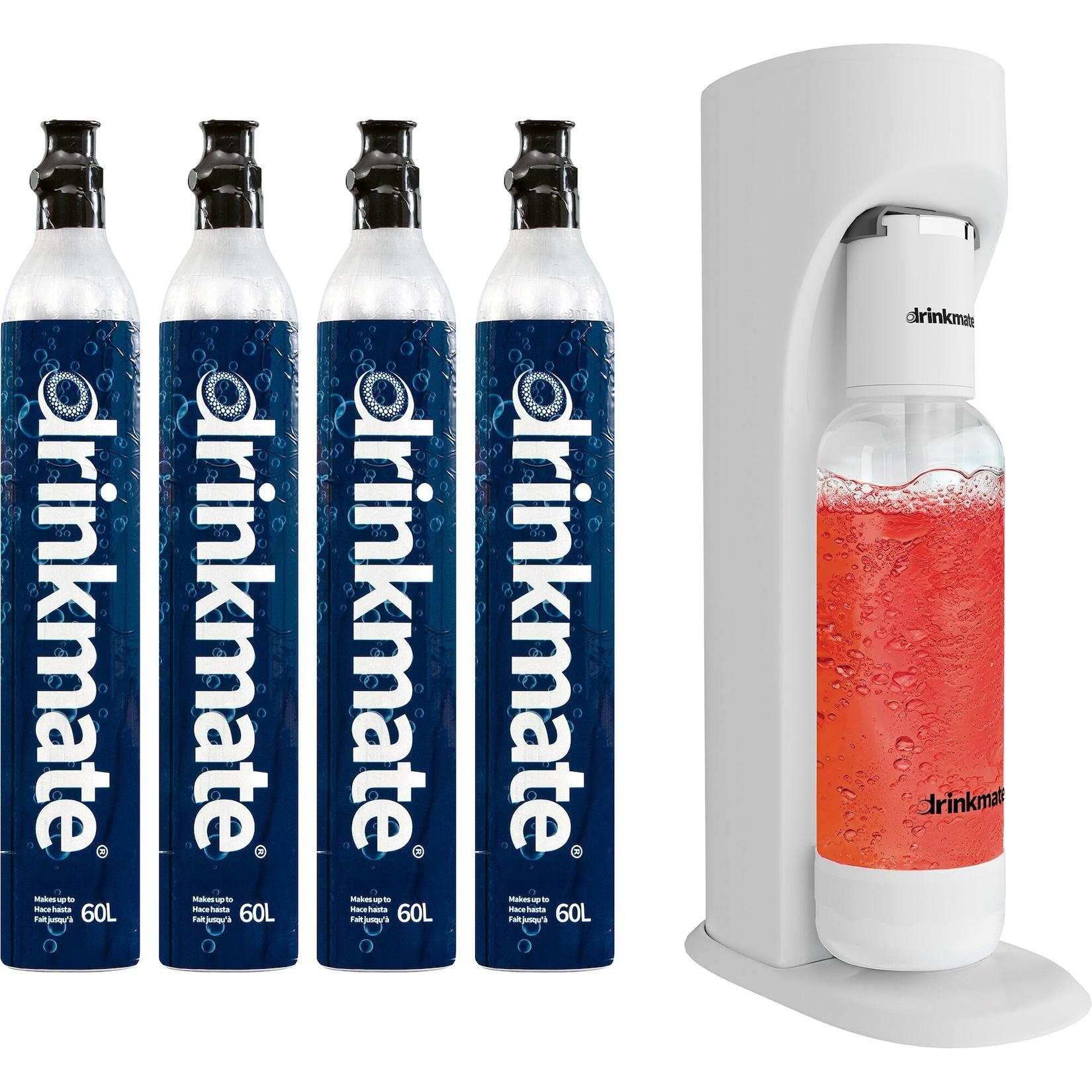 Drinkmate OmniFizz Sprudelwasser- und Sodabereiter, mit vier 425g CO2-Flaschen, Klassisches Weiß