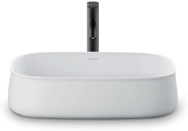 Duravit Zencha Aufsatzbecken 2373553279 55x39cm, ohne Hahnloch, Überlauf, Hahnlochbank, geschliffen, weiß seidenmatt