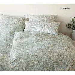 Elegante Interlock-Jersey Bettwäsche Grace - 135x200 cm + 40x80 cm	zartgrün