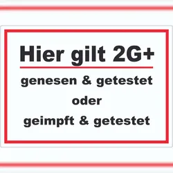 HB-Druck Hier gilt 2G Plus Hinweis Aufkleber mit Text A7 (74x105mm)
