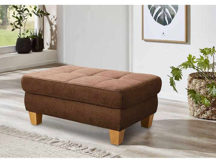 Repose-pieds capitonné Elley 101 x 47 x 66cm Marron Microfibre Taeko: Marron